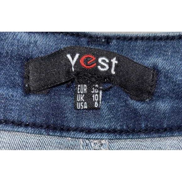 NEW Yest Side Stripe Denim Skirt Women's Size 6 Blue Med‎ Wash Stretch Pockets - Picture 3 of 10